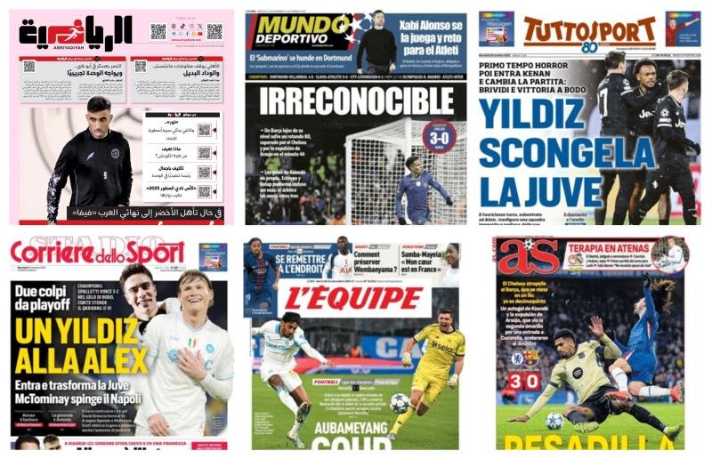 أبرز عناوين أغلفة الصحف العالمية: “تشيلسي يدمر برشلونة ويغرقه بنتيجة 3-0”