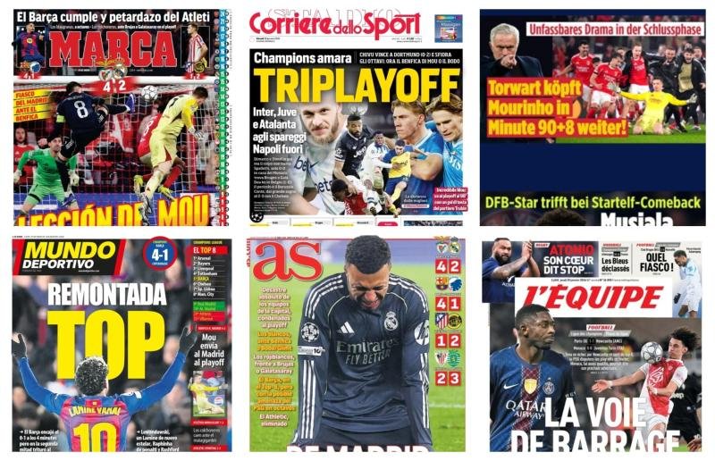 أبرز عناوين أغلفة الصحف العالمية: “بنفيكا 4 – 2 ريال مدريد: درس قاسٍ من جوزيه مورينيو”