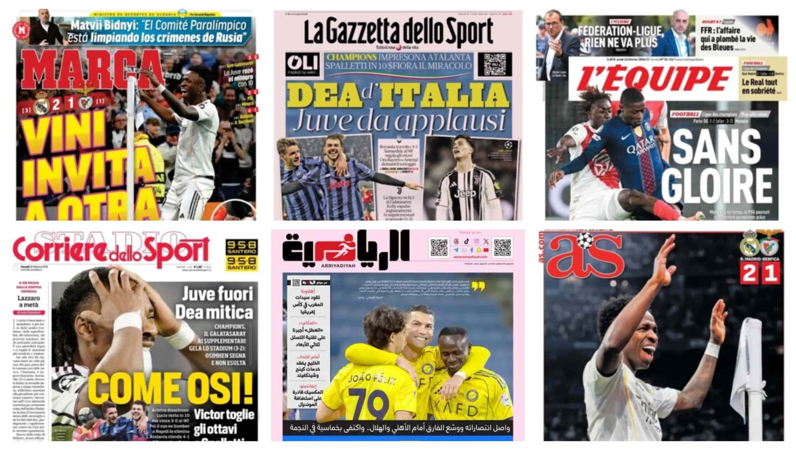 أبرز عناوين أغلفة الصحف العالمية: “فينيسيوس يمنح ريال مدريد قبلة الحياة”