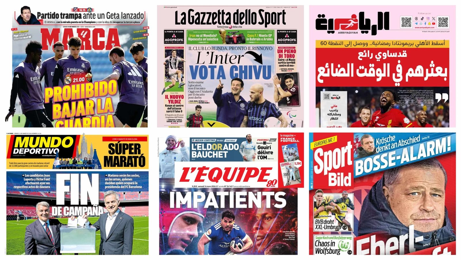 أبرز عناوين أغلفة الصحف العالمية: “صمت انتخابي في كتالونيا وريال مدريد يخشى مفاجآت إلتشي”