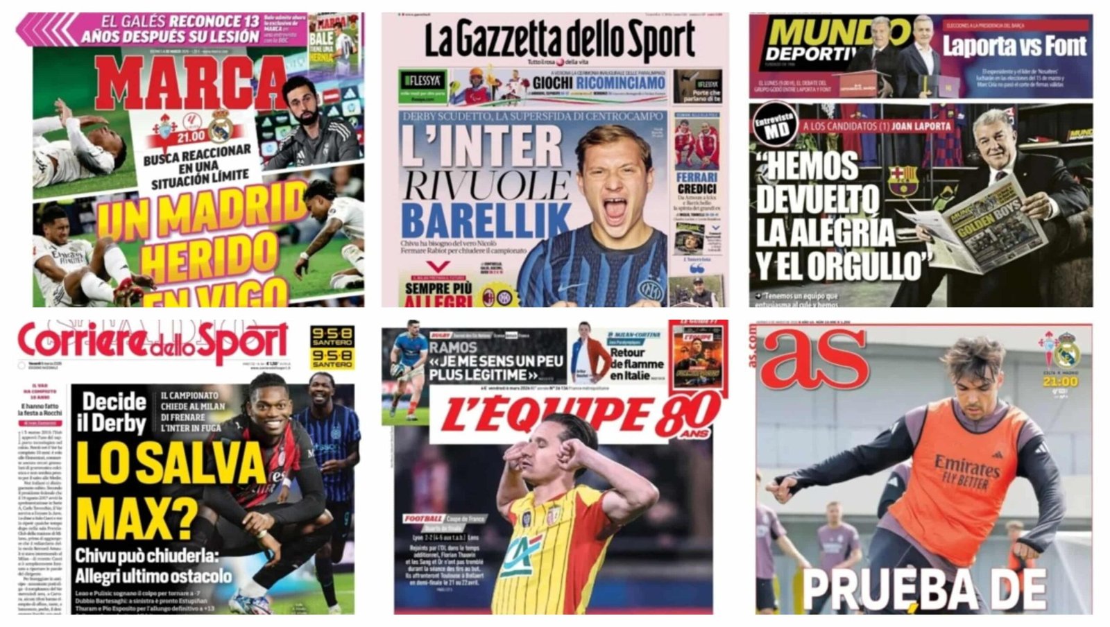 أبرز عناوين أغلفة الصحف العالمية: “فالفيردي يحيي آمال مدريد وصراع الرئاسة يشتعل في كتالونيا”
