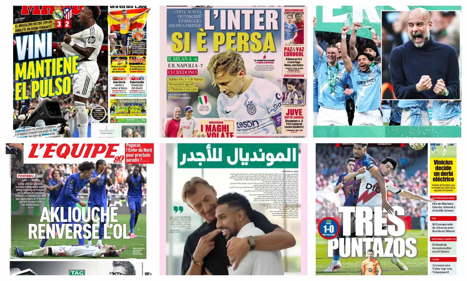 أبرز عناوين أغلفة الصحف العالمية: “هيمنة سماوية في ويمبلي وإعصار فينيسيوس يضرب البرنابيو”