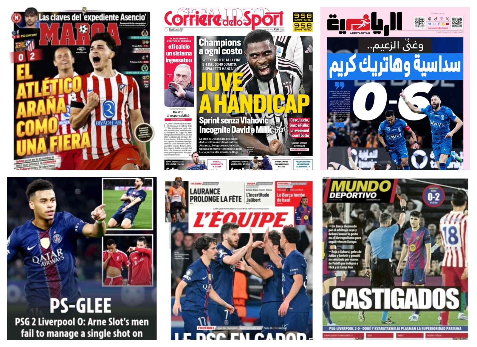 أبرز عناوين أغلفة الصحف العالمية: “أتلتيكو مدريد يقهر برشلونة، وباريس يضرب ليفربول بثنائية كفارا”