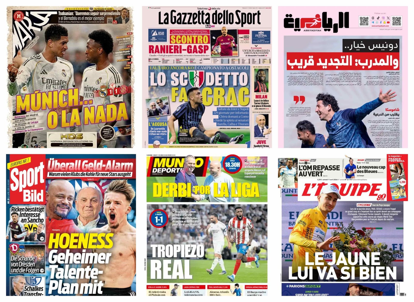 أبرز عناوين أغلفة الصحف العالمية: “ريال مدريد يترنح محليا ويتشبث بالأبطال.. وهجوم ناري على صلاح”