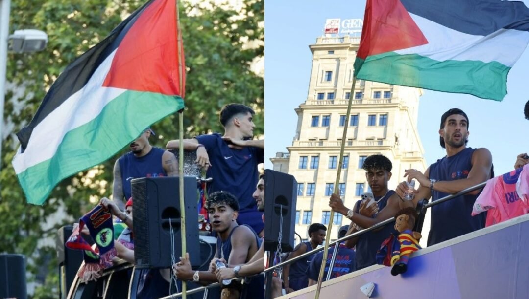 غضب في الإعلام الإسرائيلي بعد رفع “لامين يامال” علم فلسطين خلال احتفالات برشلونة
